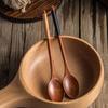 Kitchen Dinner Honey Spoon Winding for Mixing/Stirring Fork Soup Spoon Tableware Wooden Spoon