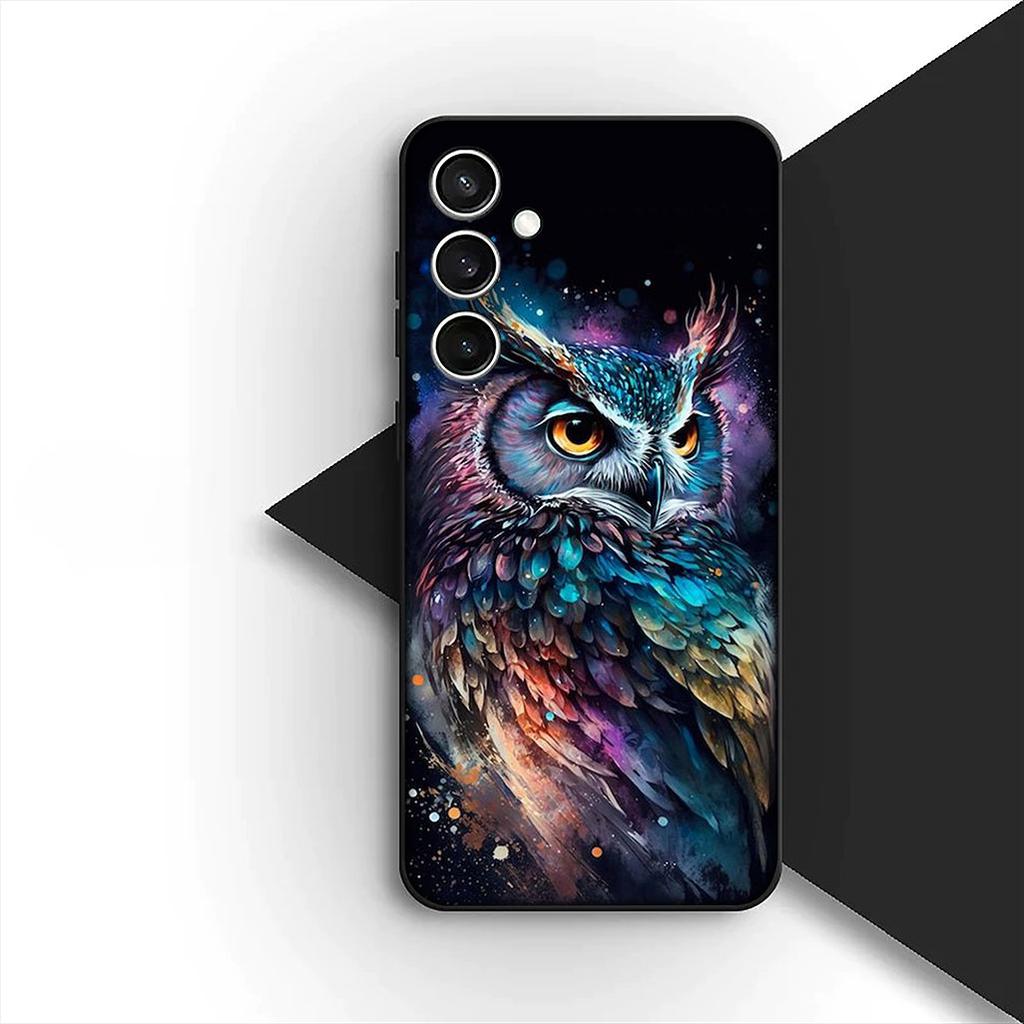 Soft Cover for Samsung Galaxy S24 S25 S23 FE Ultra Plus S7 Edge S25+ S23+ A56 5G Casing Phone Case Wallpaper Owl Bird