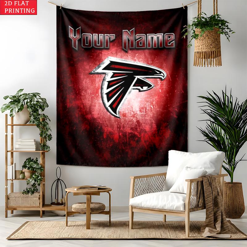 Atlanta Falcons Custom Name Tapestry Personalized Wall Art Hanging Bohemian Home Decor for Bedroom Dorm Living Room