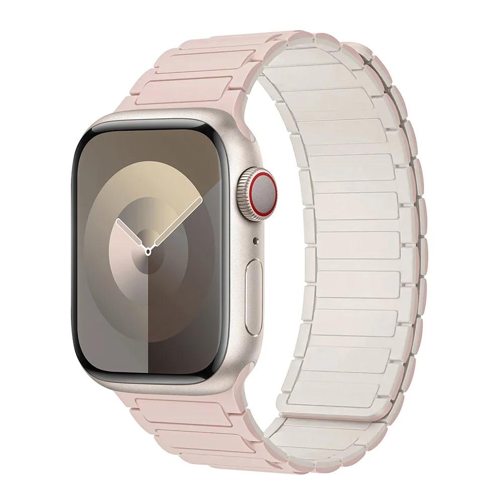 Магнитный спортивный ремешок для Apple Watch Ultra 2 49мм 46мм 45мм 44мм 42мм 38 40 41мм Силиконовый ремешок для IWatch Серии 10 9 8 7 6 5 4