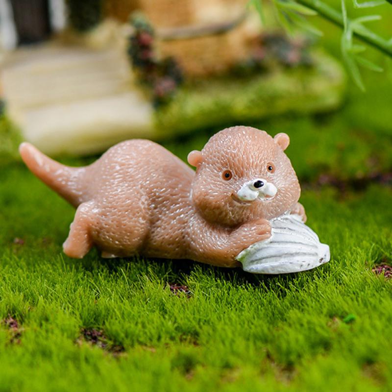 1~10 шт. Милая маленькая фигурка выдры, украшение на торт, кукольный домик, бонсай, модель животного, водяная собака, поделки для дома, кавайный дом
