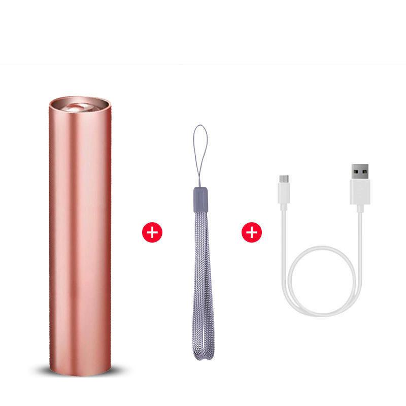 Мини-телескопический зум-фонарик 3 режима света, USB-перезаряжаемый, водонепроницаемый, мощный, для улицы, портативный фонарь