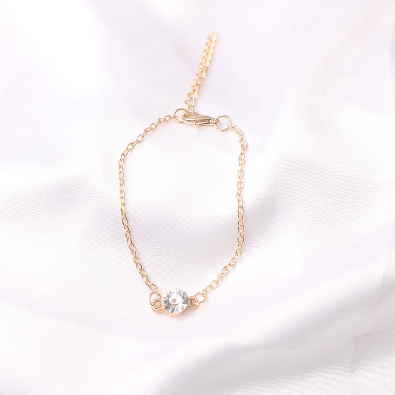 Minimalism Crystal Women Bracelets Gold Chain Short Small Bangles for Ladies bracelet femme Fashion Hand Jewelry