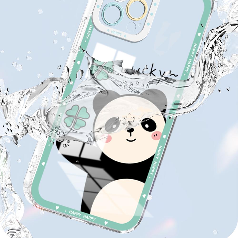 For Vivo Y15S Y17S Y36 Y20 Y22S Y28 Y75 Y33S Y18 V27 V29e V30e V20 V21 Tecno Pova 5 Soft Transparent Phone Case Cartoon Cute Panda Pattern Cover