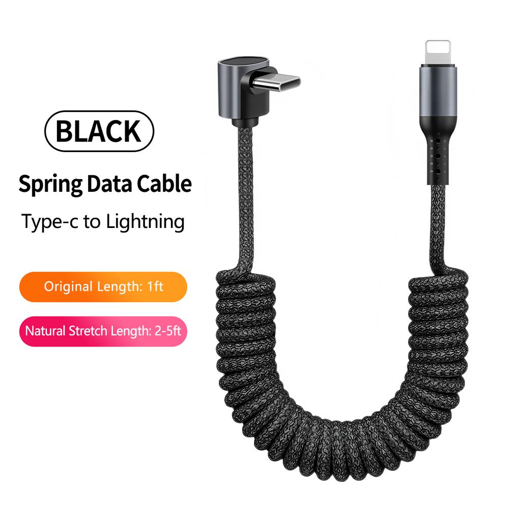 Right-Angle Nylon Data Cable PD100W Fast Charging USB-A/Type-C for IPhone14/15/16/17 for for for Car Retractable