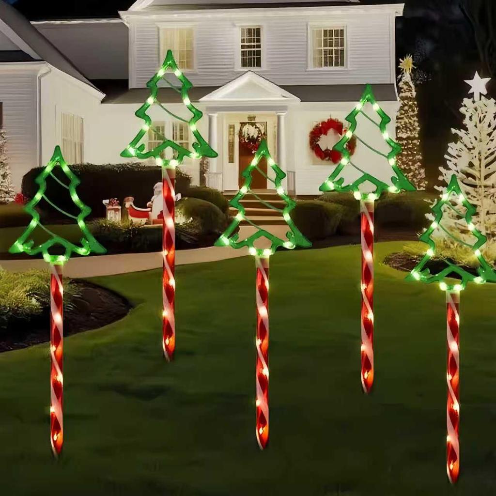 Solar-Powered Christmas Tree Lawn Light - Waterproof Ground Plug for Festive Decor
