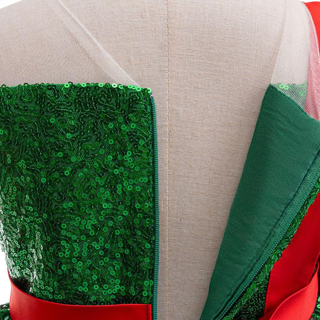 2pcs Girls Christmas Sequin Shining Party Dress Young Festival Carnival Clothes Girl Lace Birthday Time Dresses Kids New Costume