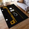 Vintage Cassette Tape Design Rug, Black & Yellow Non-slip rug suitable for living room and bedroom sofas.