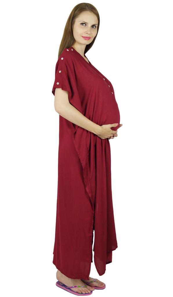 Bimba Ночная рубашка для кормящих мам с поясом-кафтаном | Пуговицы спереди | Детский душ