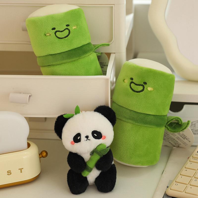 10Cm Bamboo Panda Plush Toys Kawaii Small Pendant Stuffed Animals Soft Doll Fluffy Panda Bag Decor Birthday Gift Toys For Girls