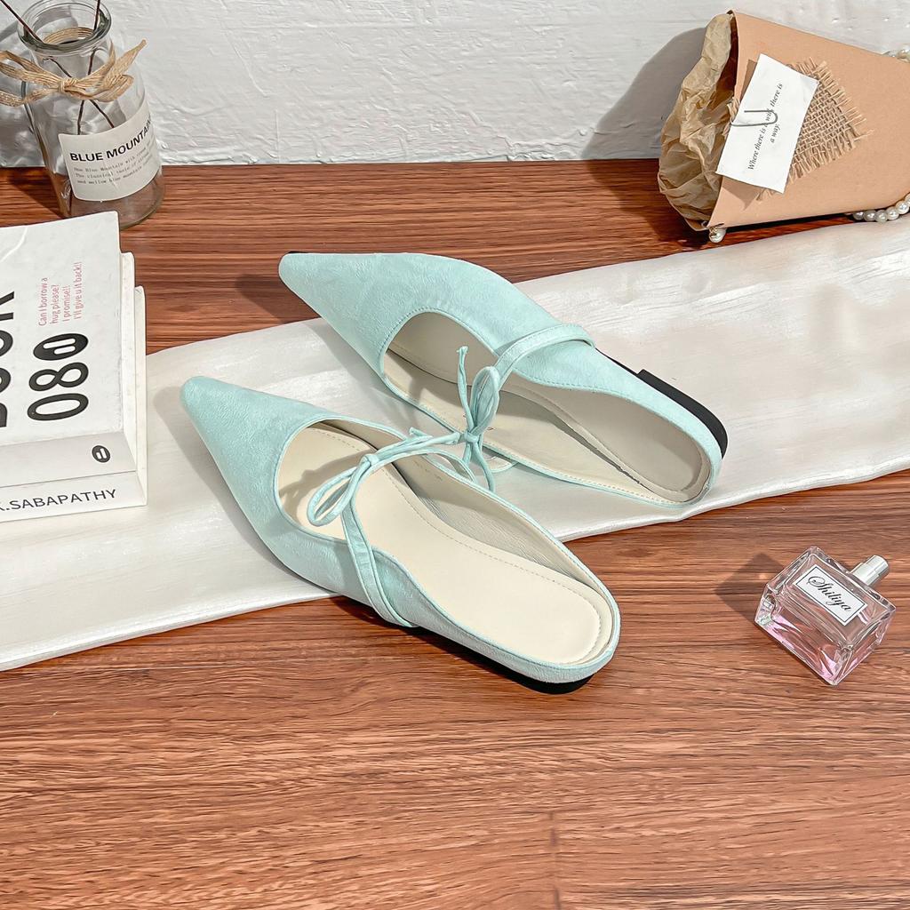 Autumn New Bag Head Cool Slippers Women's Fashion Pointed Muller Shoes Women's Rear Empty Temperament Single Shoes with Women's Shoes