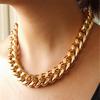 Chunky Yellow Filled Unisex Solid Curb Link Chain HipHop Rocker Rapper Large Necklace Jewelry