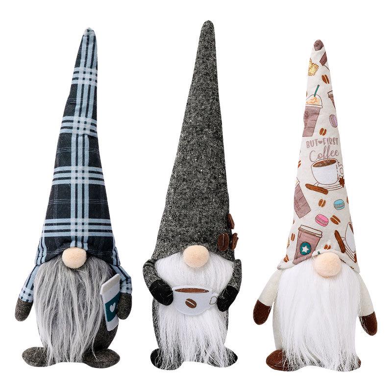 Cartoon Faceless Santa and Rudolph Standing Figures - Christmas Decorations and Children's Gifts