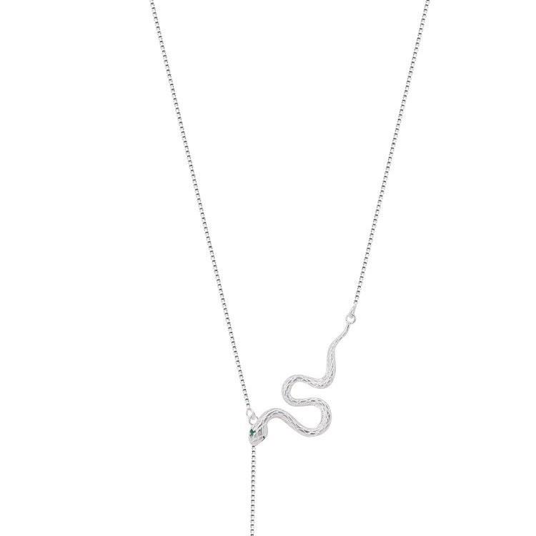 S925 Sterling Silver Necklaces For Women Simple Chain Fashion Minimalist Pendant Long Tassel Snake Necklaces Birthday Gift