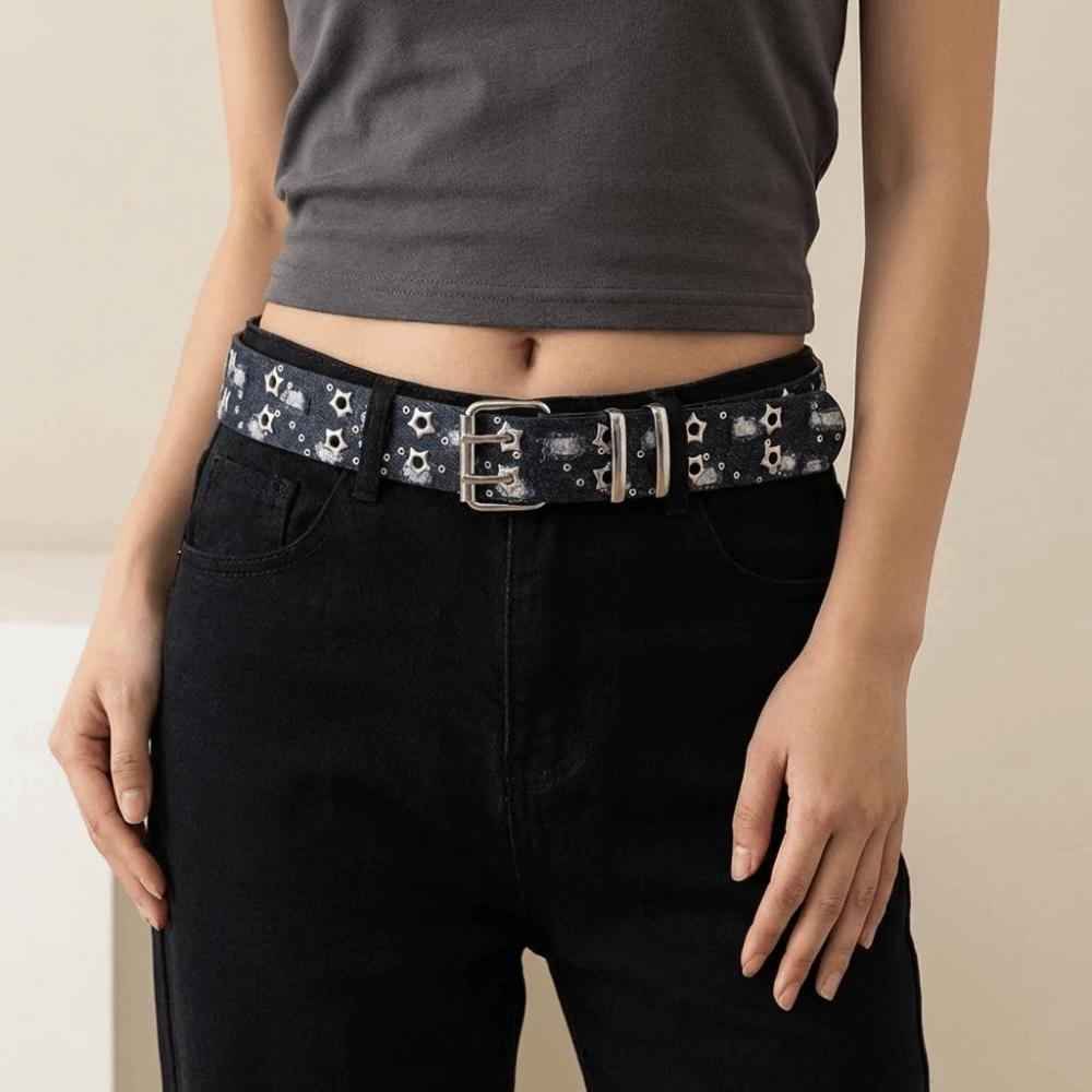 Metal Buckle Star Hole Sequin Belt Double Grommet Hole Trouser Decor Decoration Dress Decor