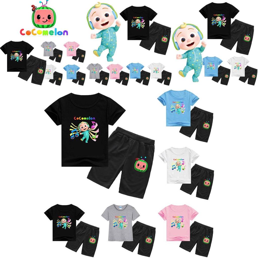 Cocomelon Short Kids Sleeve Tshirt Shorts Boys Girls 2pcs Tops Pants Set Casual