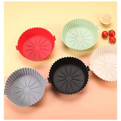 Силиконовый поднос для фритюрницы, корзина, поднос 17/20/23 см, круглая, квадратная, многоразовая силиконовая подставка для фритюрницы с антипригарным покрытием, безопасная для пищевых продуктов