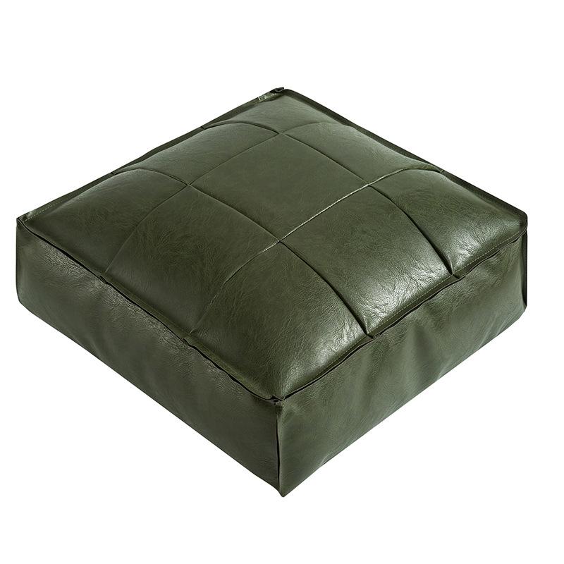 Moroccan PU Leather Pouf Floor Cushion Oil Wax Skin Embroider Craft Ottoman Footstool Futon Artificial Leather Unstuffed Cushion