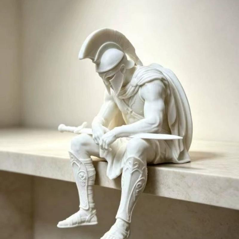 Фигурки Воина-Медитирующего 3D-печать Солдат Сидящий на Краю Статуя В Стиле Древнего Рима Украшение для Полки Настольный Декор для Дома