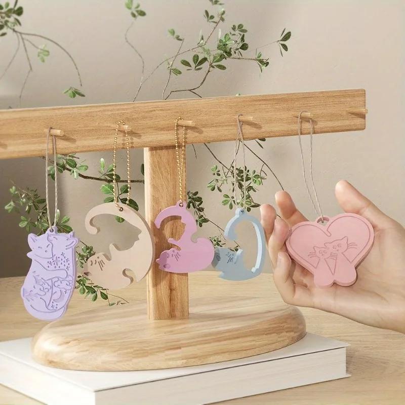 Кристаллическая капельница DIY смоляная подвеска в виде кошки, подвесная ароматерапия, пара, котенок, брелок, силиконовая форма