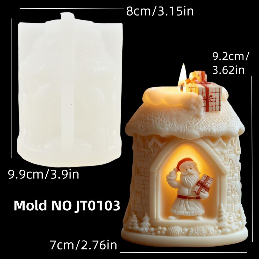 Santa Claus Hold Gift Scented Candle Silicone Mold Smile Santa Claus Holding Gift Box Scented Resin Plaster Molds Christmas Gift