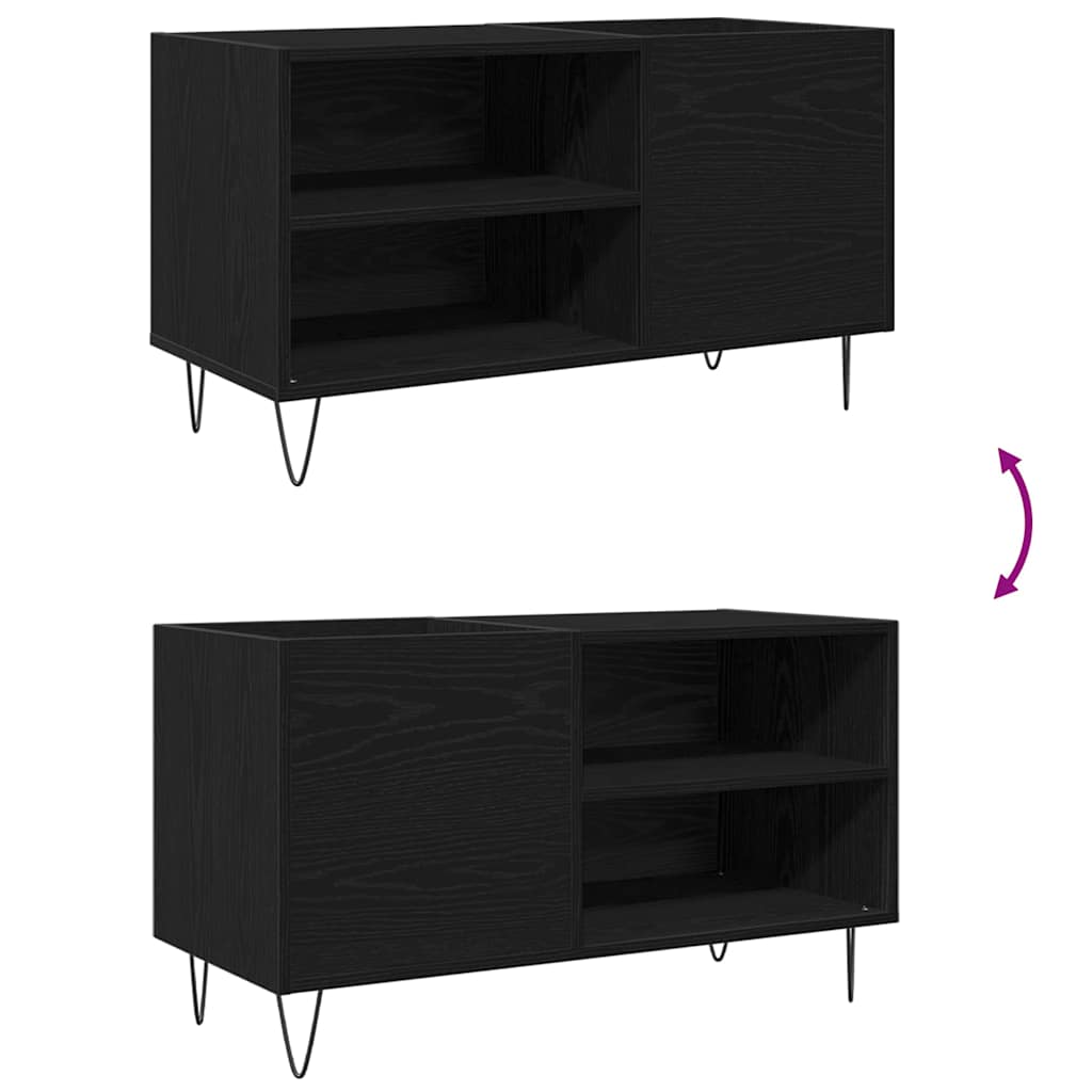 Vinyl Record Cabinet Black Oak Effect 85 x 38 x 48 cm