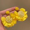 High-End Bohemian Straw Woven Flower Earrings Unique Small Exaggerated Face Flattering Temperament Studs