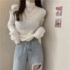 Women Turtleneck Sweaters Autumn Winter Loose Pullovers Knitted Jumper Off Shoulder Fashion Casual Knitted Sweater White Black Long Sleeve Tops