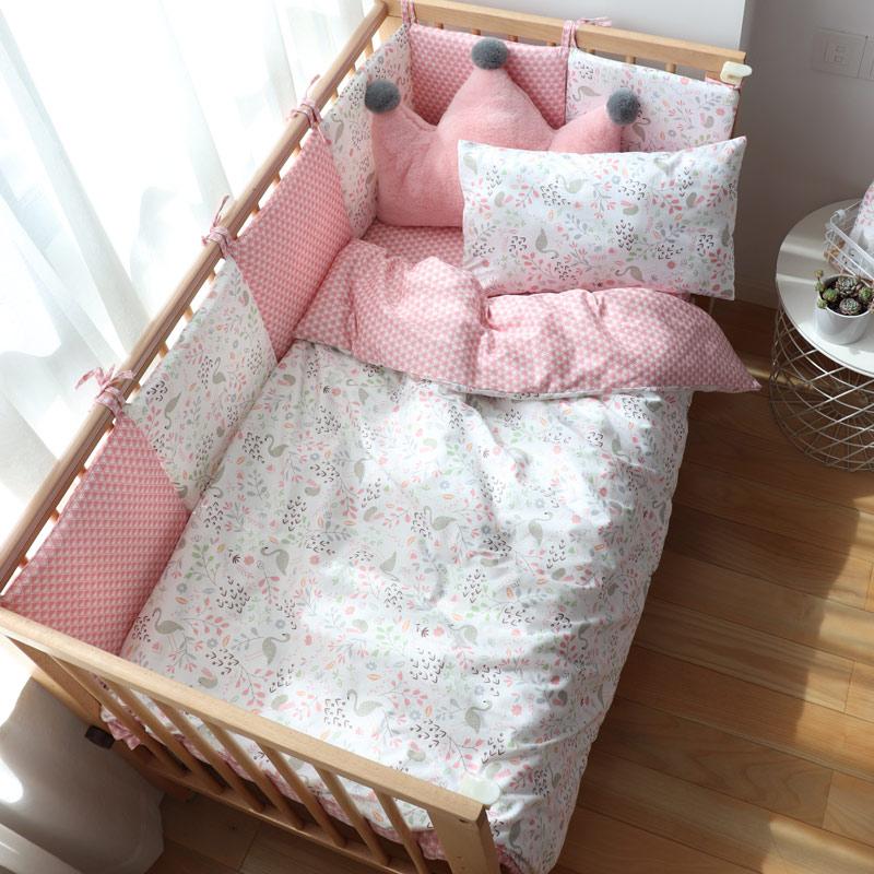 Baby Bedding Set For Newborns Soft Cotton Crib Bedding Set With Bumper For Girl Bed Linen For Kid Baby Nursery Decor Custom Made