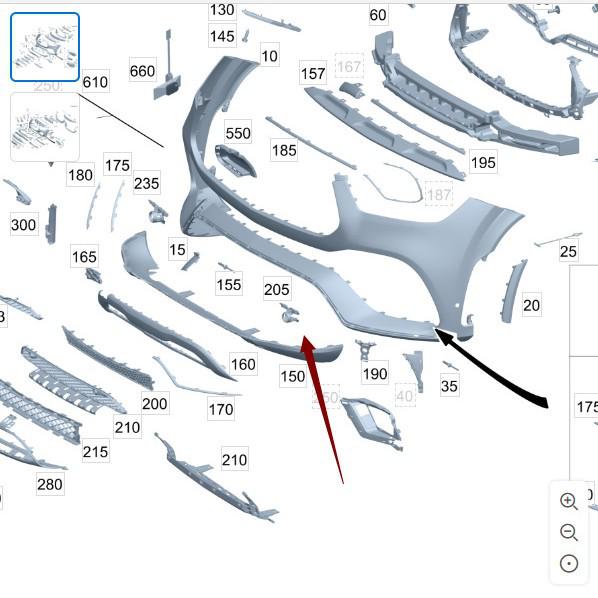 Mercedes-Benz W167 Front Bumper Radar Bracket A1678854407/A1678854507