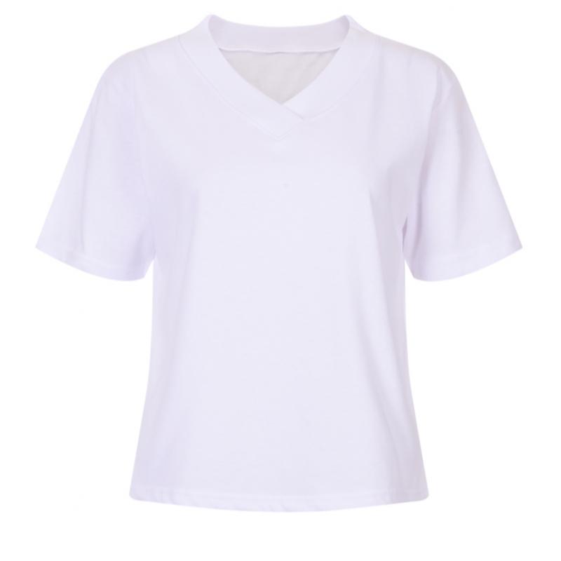 Shop Women Wide Layered V Neck Basic Solid ShorT sleeVe T shirT Dai Wsh 20557