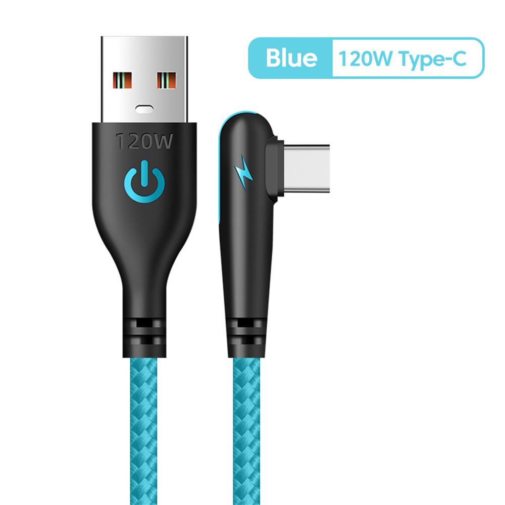 6A 120W Угловой USB Type-C кабель 90 градусов Быстрая зарядка Кабель для передачи данных Высокоскоростной кабель для передачи данных Type C Быстрая зарядка Зарядный провод
