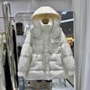 Осень и зима новые пуховики женские средние и длинные с капюшоном на талии с завязками утолщенные модные теплые куртки на утином пуху