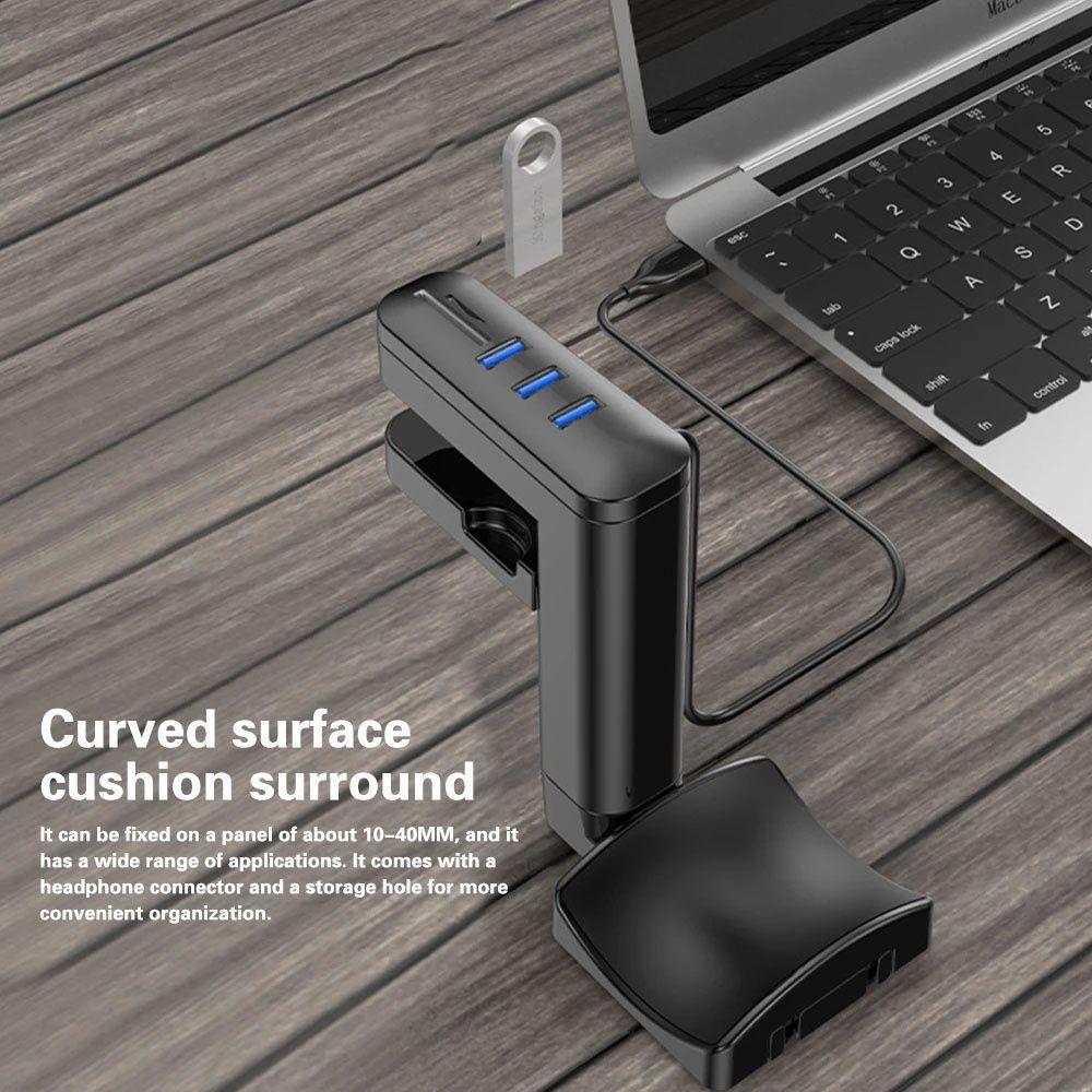 Earphones Stand 2 In 1 Headphone Bracket Under Desk Hook Earphones Hanger USB HUB Headset Stand