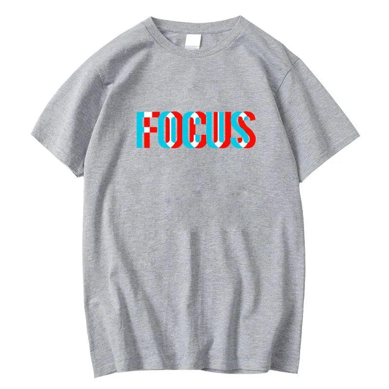 Y2k Funny Focus Print Round Neck Short Sleeved Casual Sports Oversized Tshirt Cotton Loose Tees Spring Summer Streetwear Unisex
