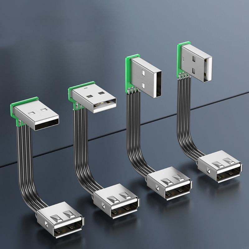 Супертонкий гибкий USB 2.0 A Папа на Маму Угловой 90 градусов Удлинительный кабель для зарядки и передачи данных USB папа на маму вправо/влево/вниз/вверх