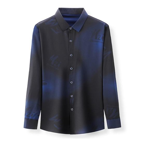 Мужская повседневная рубашка, весенне-осенняя однобортная рубашка с лацканами и длинными рукавами, топы с принтом, деловая рубашка против морщин