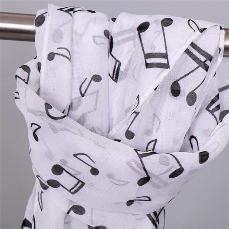 Womens Fashion Scarves Musical Note Print Ladies Soft Chiffon Infinity Scarf New