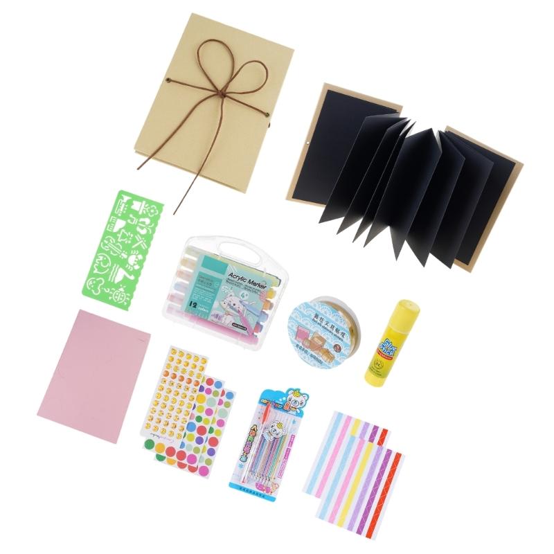 Portable Memory Book Set Accordion Style Includes 34 Smooth Pages Cover For Easy Writing And Drawing