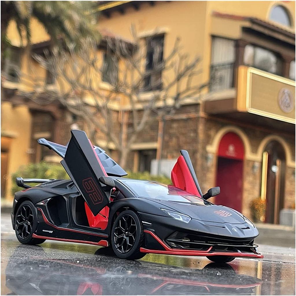 Масштаб 1/24 Lambo Aventador SVJ63, литая под давлением модель автомобиля, игрушечный автомобиль с откатным механизмом, звуком и светом для детей, коллекция подарков для мальчиков и девочек