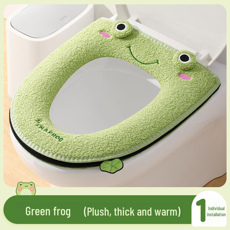 Cartoon Plush Toilet Mat - Universal, Thick & Warm for All Seasons.