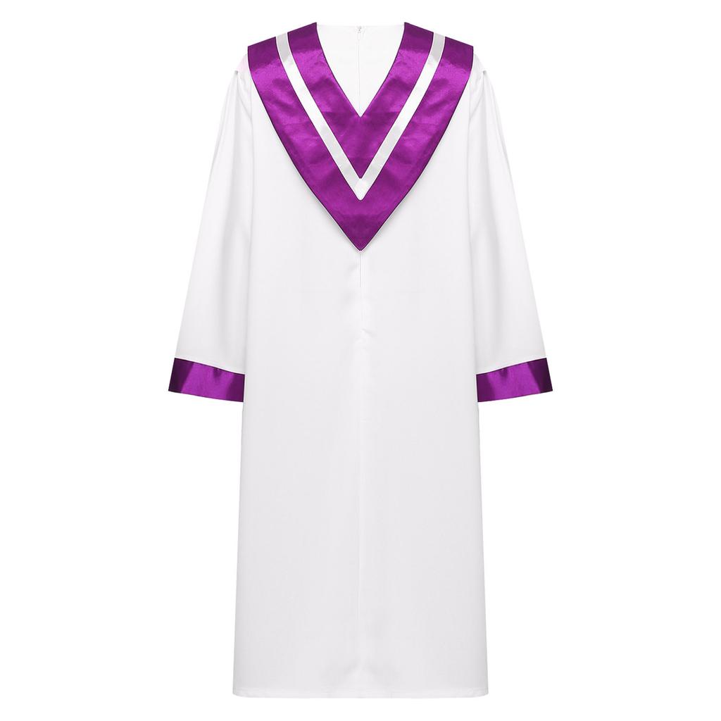 Unisex Adult S-3XL Choir Performance Gown Church Chorus Robe with V-Shape Stole for Women Men