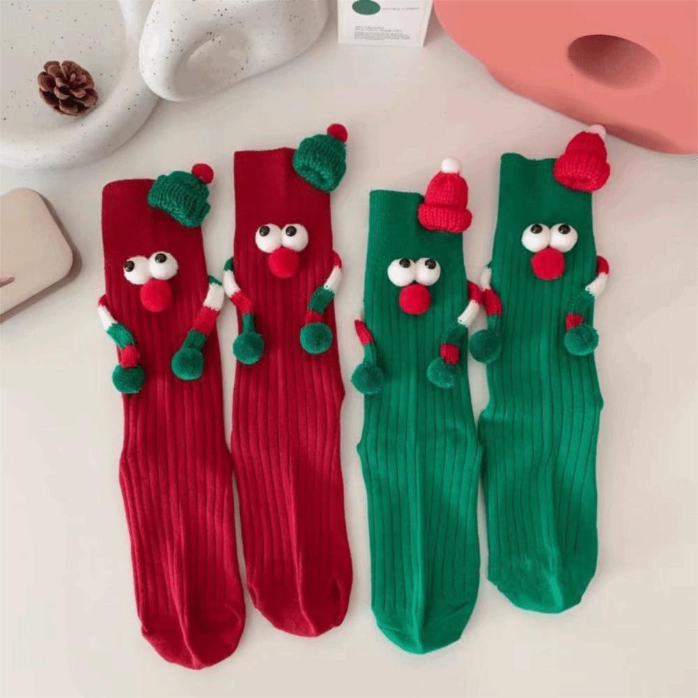 Breathable 3D Designs Christmas Socks Cartoon Cute Middle Tube Socks Big Eyes Cartoon Socks Festive Season
