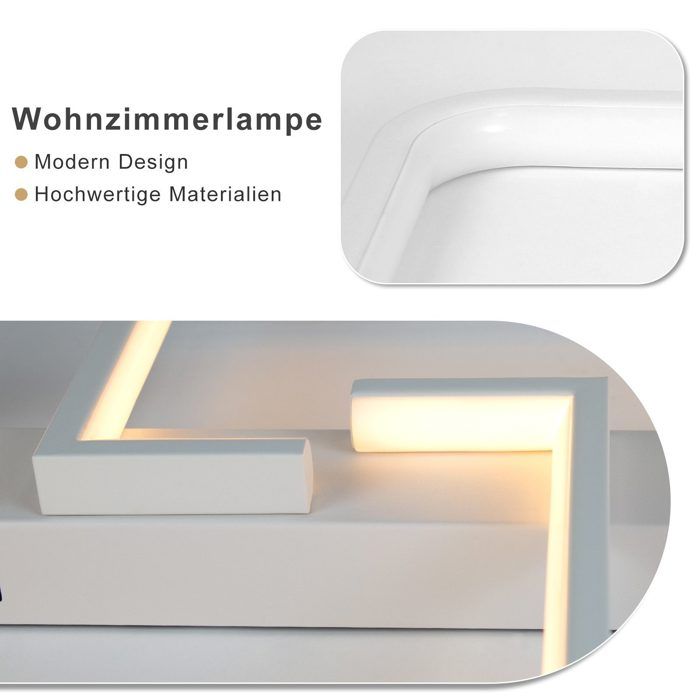 Plafonnier LED NETTLIFE 45W 61cm Blanc Design Moderne Dimmable avec Télécommande, Lampe de Plafond pour Salon Chambre