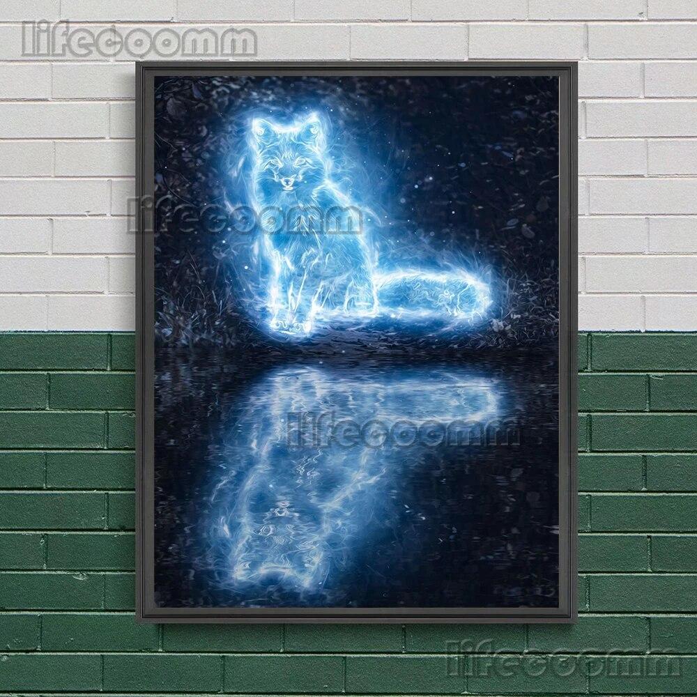 Животные эльфы в лесу настенная живопись на холсте олень, ворон, сова, леопард, мистическое существо художественный постер и принт домашний декор без рамки