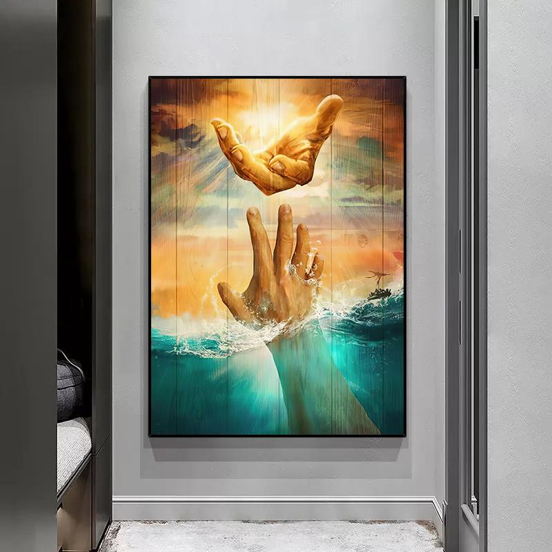 Vintage Jesus Christ The Hand of God Canvas Painting Poster And Print Catholic Christian Wall Art For Living Room Home Decor