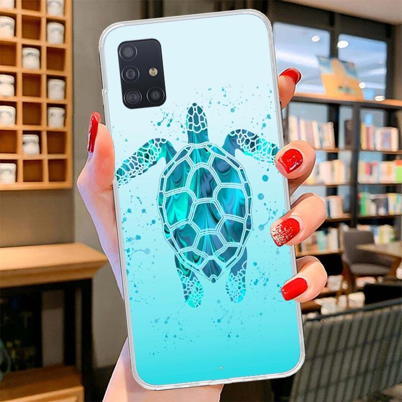 Мультяшная Морская Черепаха Чехол для Телефона Samsung Galaxy A12 A22 A32 A52 A72 A02S Чехол для Телефона Note 20 Ultra 10 S10 Plus A5