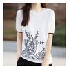 Navava Women Simple Flower Short Sleeve Knit Nk2055