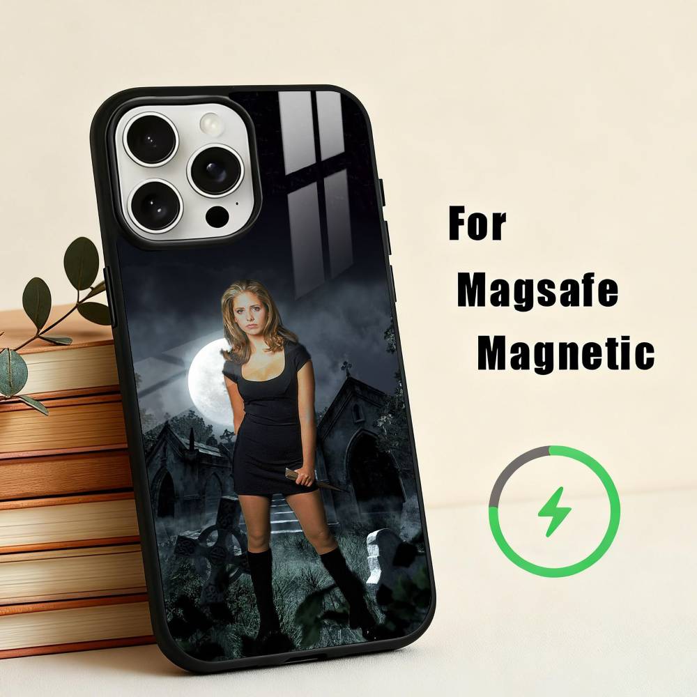 B-Buffy the V-Vampire Slayer Phone Case For iPhone17,16,15,14,13,12,11 Plus,For Magnetic Wireless Charge Cover