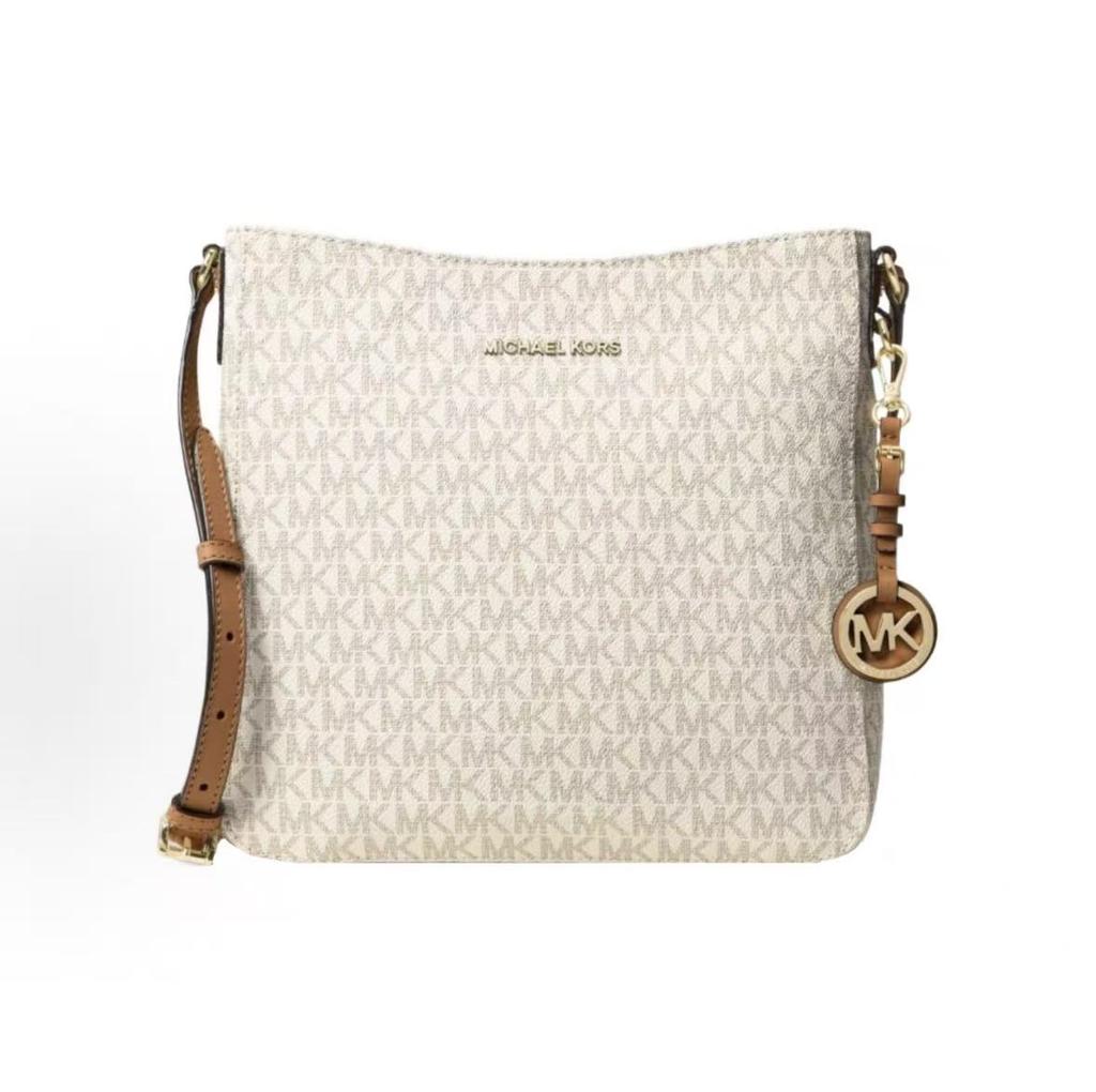 Michael Kors MK Jet Set Минималистичная Монограмма Дорожная Мода ПВХ Сумка-Мессенджер Женские Сумки Ванильно-Белая 30H6GTVM3V-VANILLA